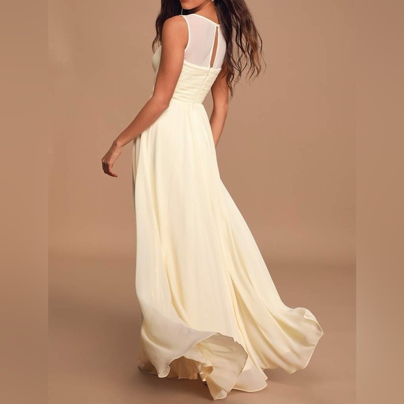 NWT Lulus Some Type of Sway Cream Chiffon Sleeveless Maxi Formal Dress Gown XS - Picture 3 of 9